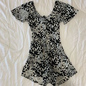 Zara black tulip print romper tied at back